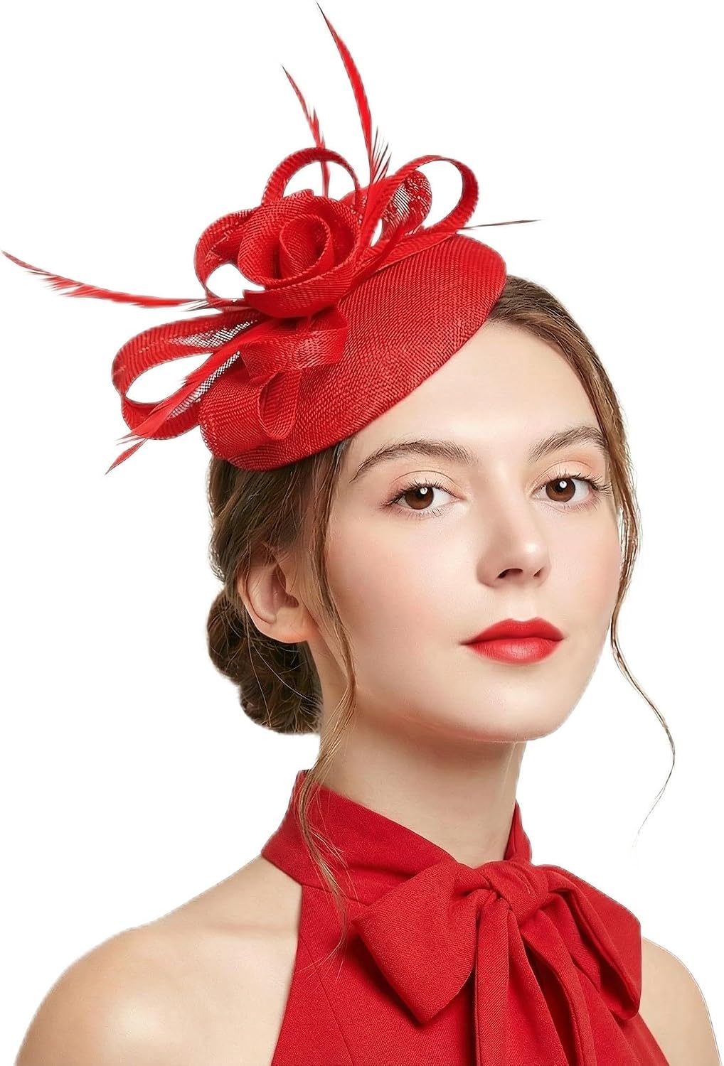 Flower Fascinator Hat Headband Clip for Women Tea Party | Cocktail Headpiece | Vintage Hair Accents | Bridal Veil Styling | Perfect for Wedding, Church, Race Events | Box Included