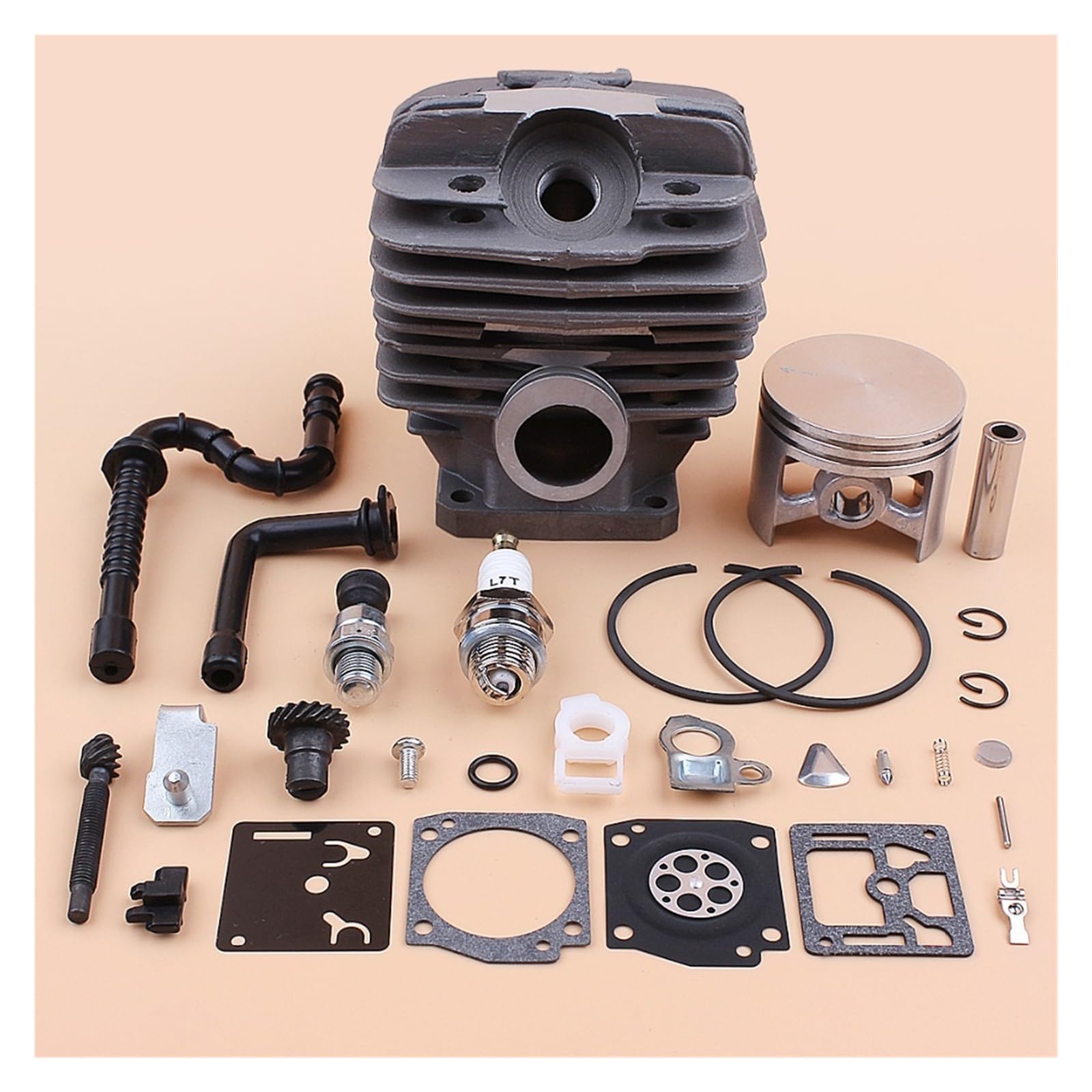 1 Juego de tensor cadena manguera aceite y pistón cilindro 48mm, Kit reparación carburador for Stihl 036 MS360 MS 360 for piezas reconstrucción motosierra 11250201206