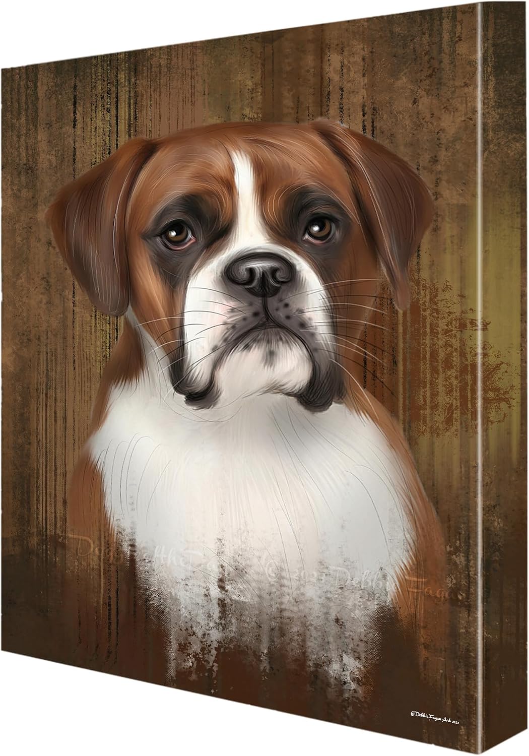 Doggie of the Day Rustic with Boxer Dog Canvas Wall Art - Premium Quality Ready to Hang Room Decor - Flat Rolled 8" x 10"