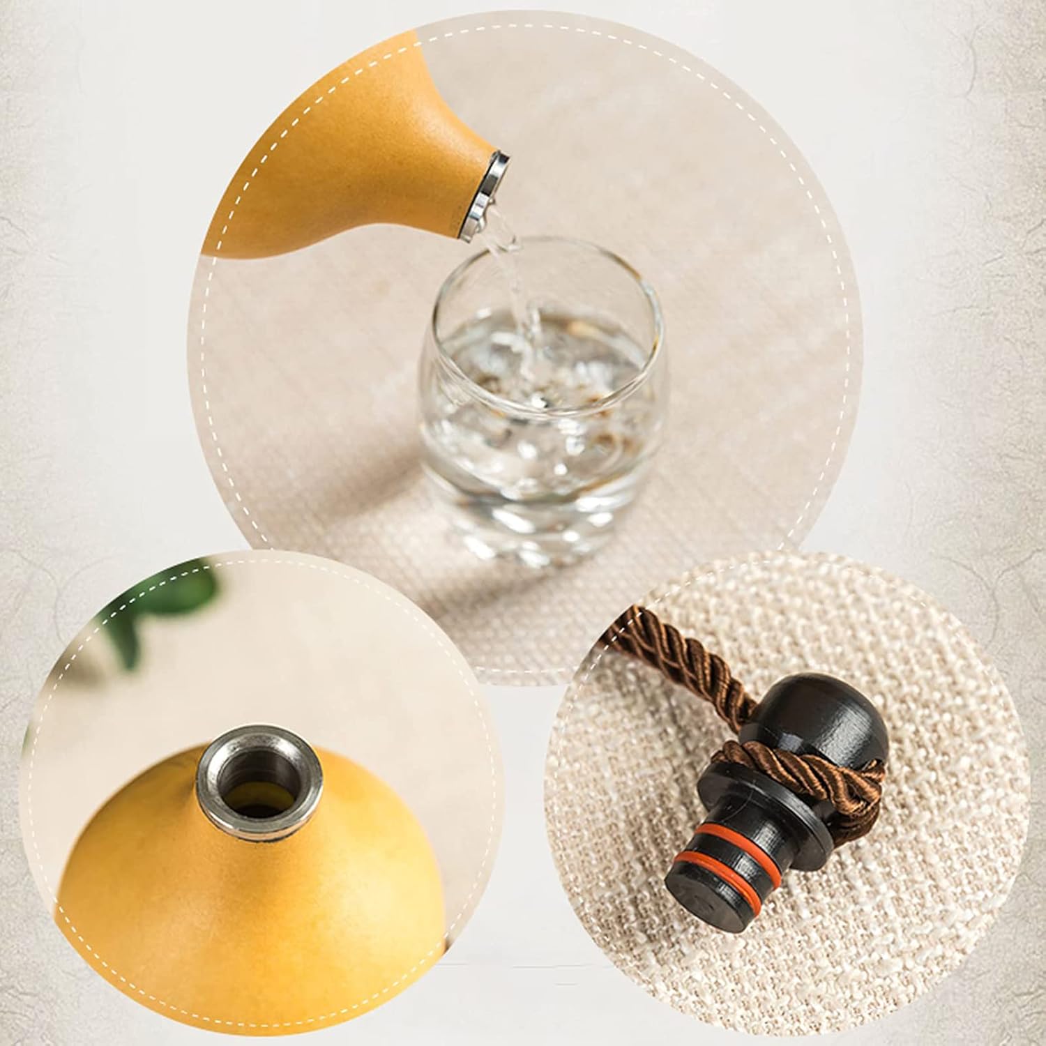 Gourd Water Bottle, 53oz Natural Wine Gourd, Outdoor Portable Water Bottle, Water, Wine Gourd Feng Shui Hu Lu Gourd Ornament for Home Decoration