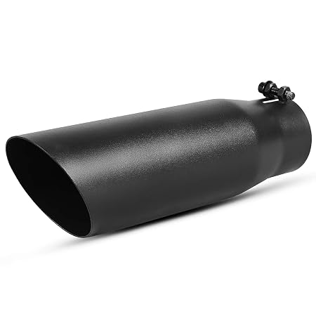 AUTOSAVER88 2.75 Inch Inlet Black Exhaust Tip, 2.75 x 3.5 x 12 Inches Black Painting Finish Stainless Steel Exhaust Tailpipe Tip, Bolt On Design.