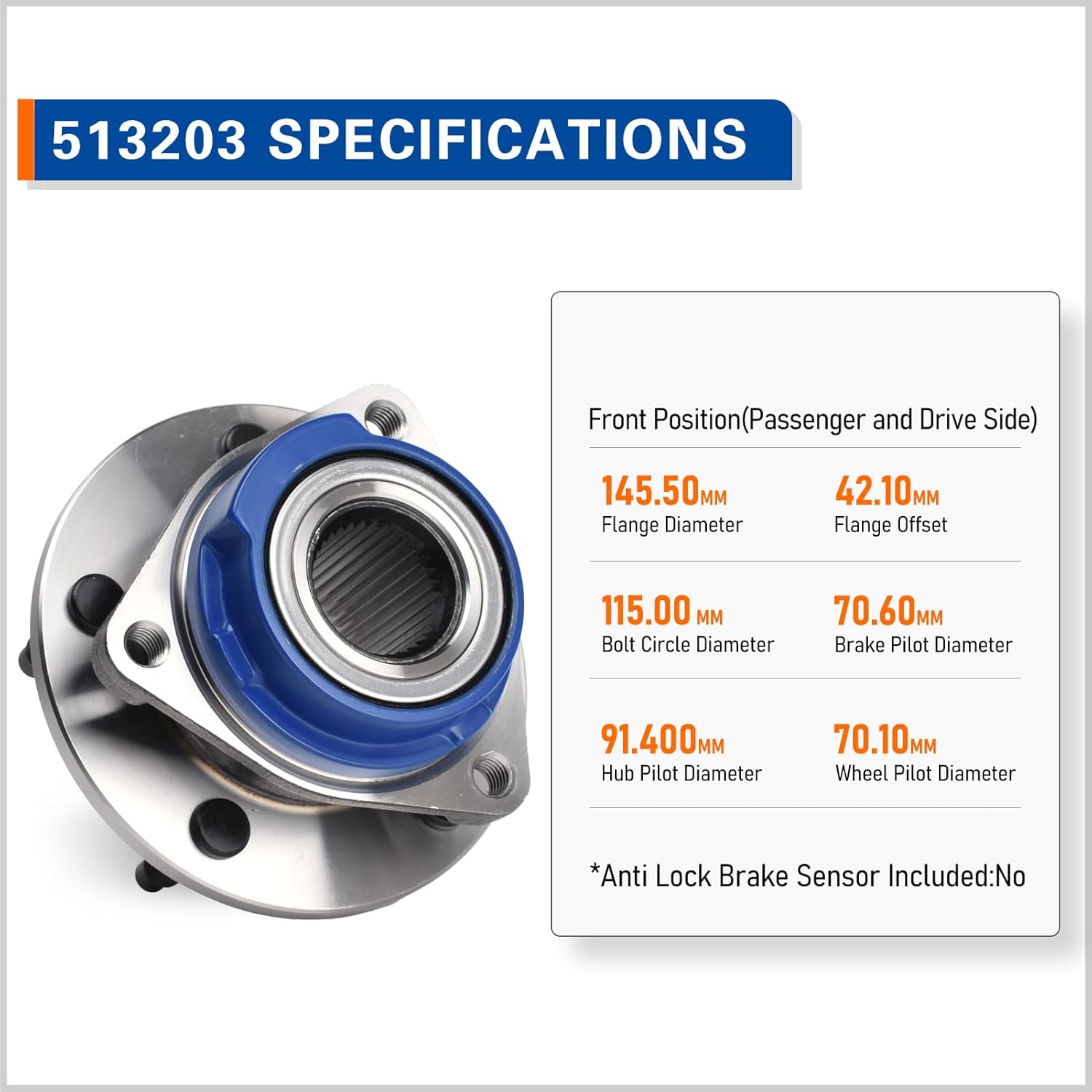 PAROD 2PCS Front 513203 Wheel Hub Assembly Fit for 05 Allure, LaCrosse, 03-05 Century, Venture, Pontiac Aztek, Montana, 03-04 Regal, 03-07 Rendezvous, Monte Carlo, 00-08 Impala, 03-08 Grand Prix NOABS