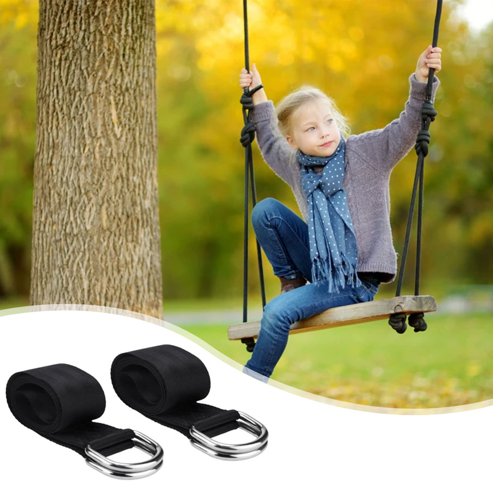 Cinghie per amaca da esterno, kit di 2 cinghie per altalena per albero, con gancio a D extra spesso, cinghie per appendere l'albero, perfette per cinghie per kit di sospensione dell'amaca, può