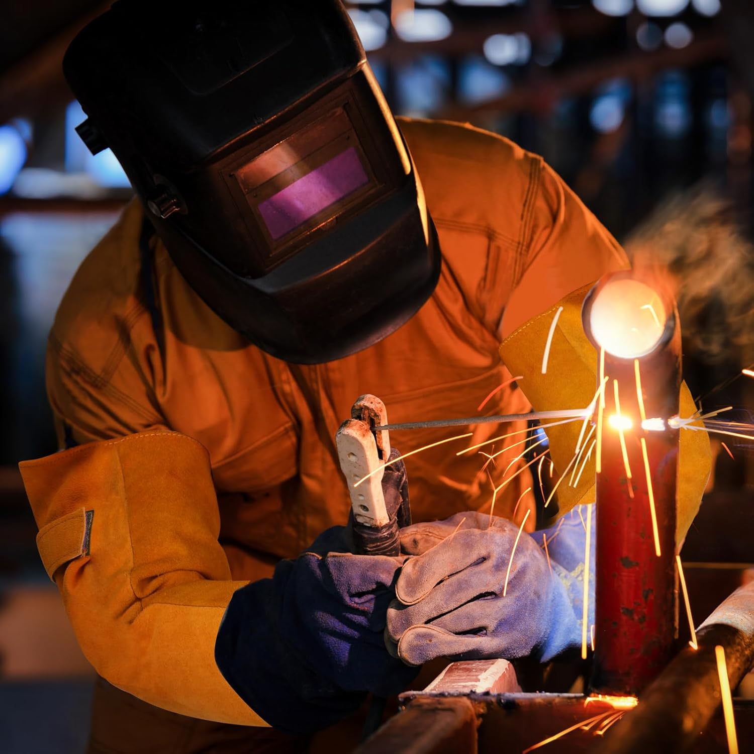 TMK-091 Leather Work Welding Sleeves,Heat & Flame Resistant Arm Safety Protection Extra Length 18 inch Gardening Sleeve - Image 7