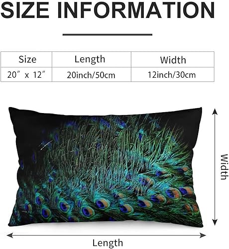 Miniatura 2 de Synthwave Fundas de almohada de plumas de pavo real de 12 x 20 pulgadas, almohadas decorativas para decoración del hogar, almohada estética para