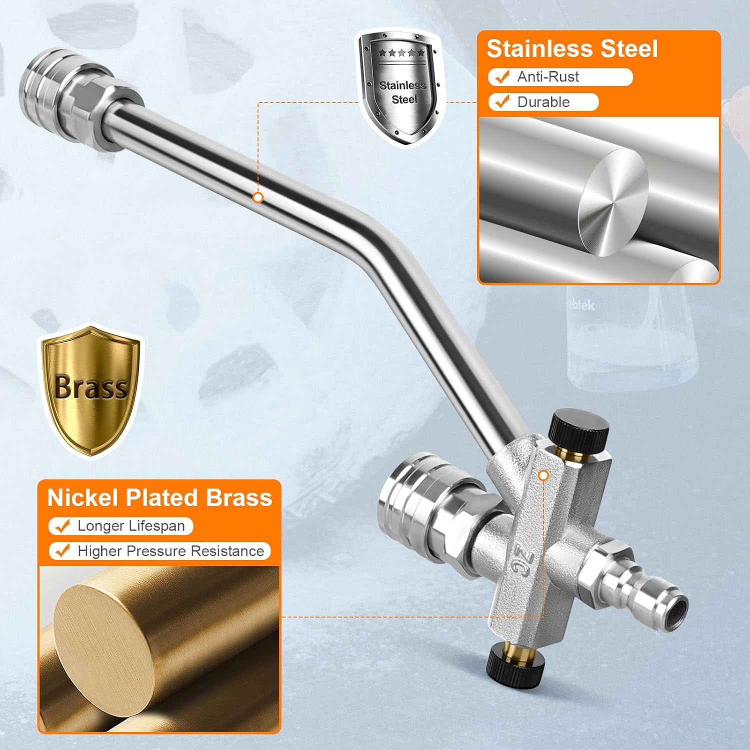 Kebtek Dual Connector Accessory For Pressure Washer Double Tip Attachment For Soap Cannon, 5 Sprayer Nozzles 1/4" Quick Connect Pressure Washer Accessories Ideal for Car Boat Driveway Detailing