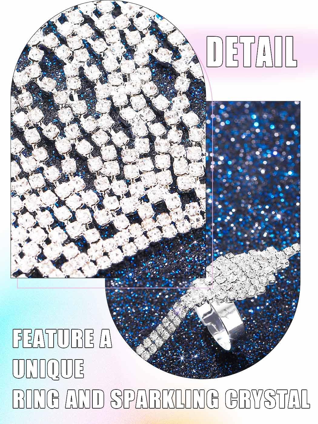 Rhinestone Silver Fingerless Gloves Jewelry Hand Chain for Women