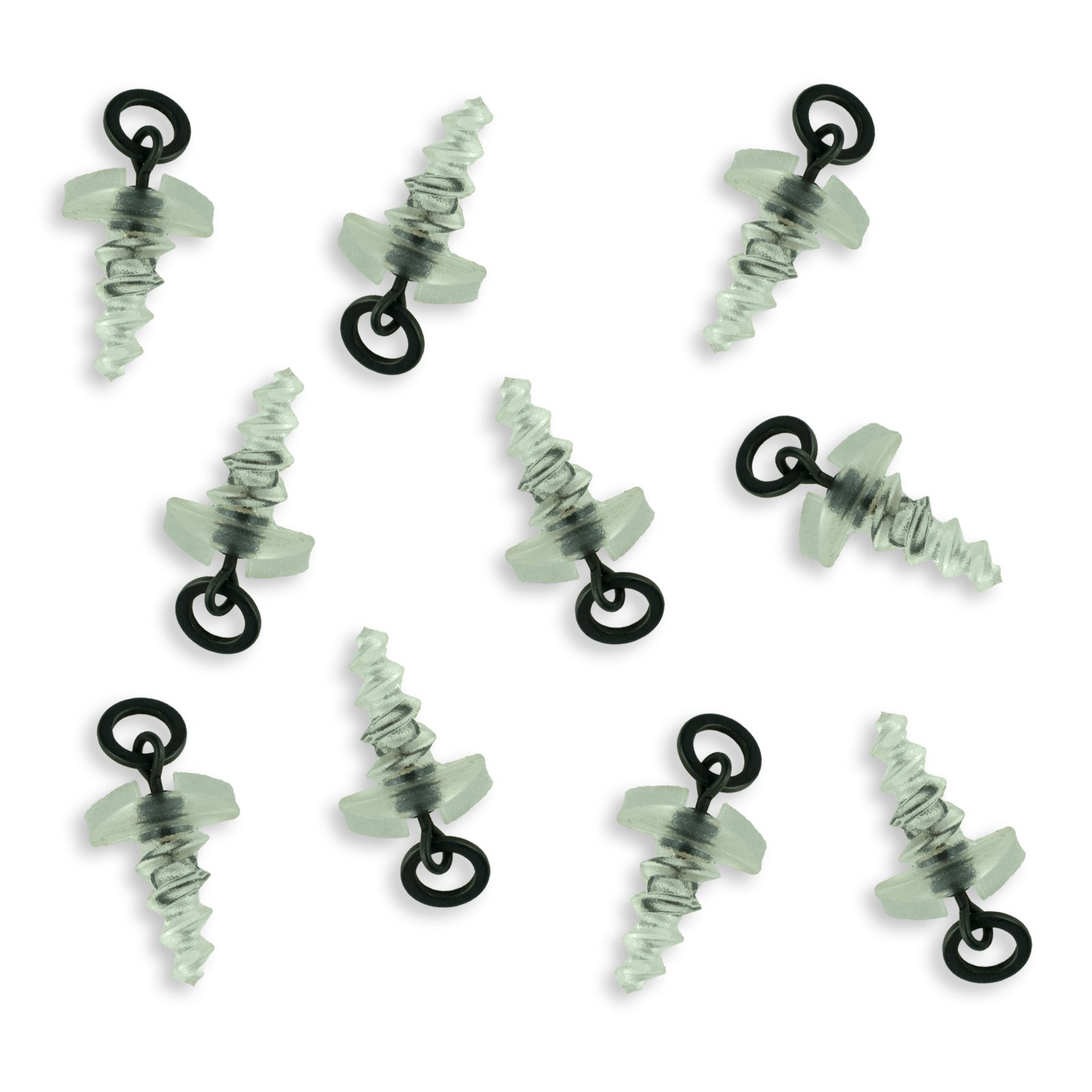 Bank Tackle Bait Screws with Micro Flexi Ring Swivel Carp Fishing Terminal Tackle Rigs (10)
