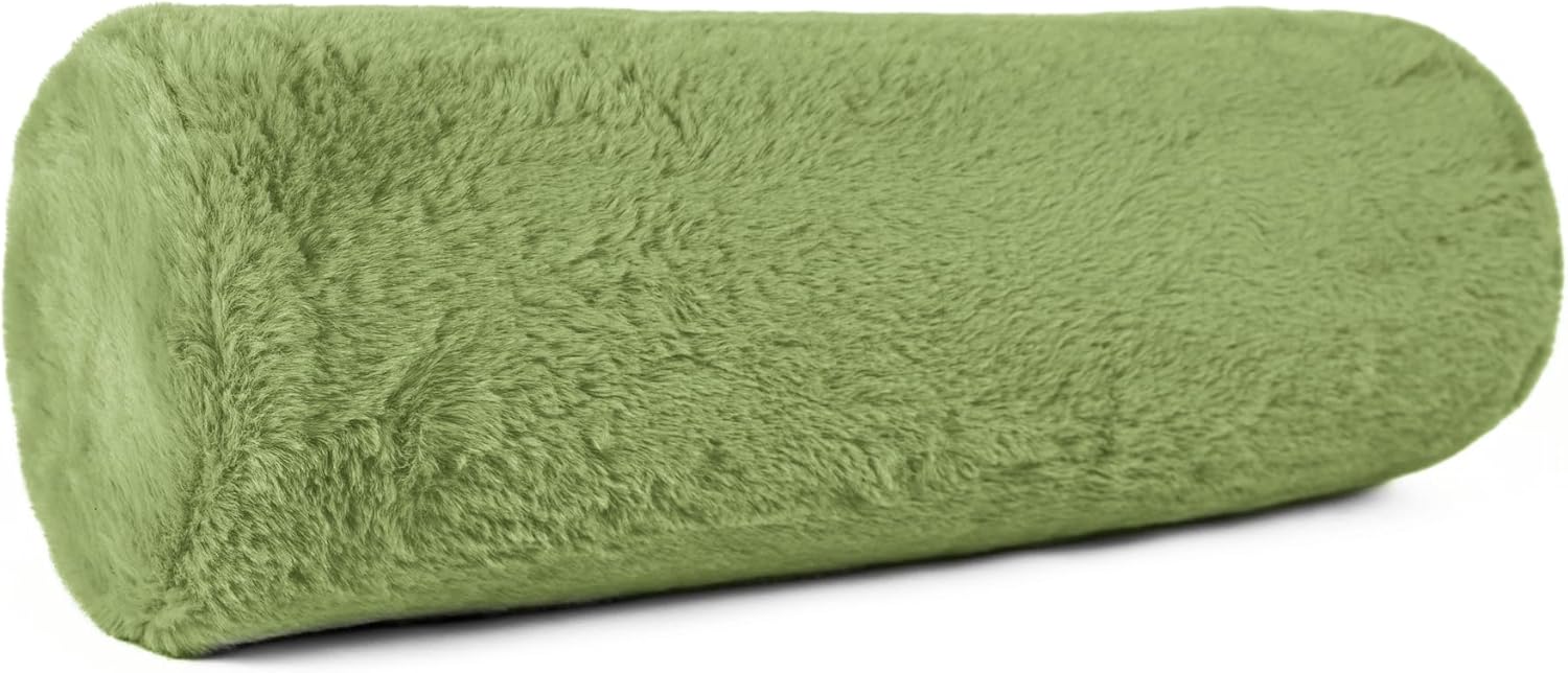 Sherry Kline Faux Fur Bolster Pillow, Decorative Throw Pillow, (Set of 2), Pistachio Green