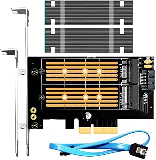 GLOTRENDS PA12-HS Dual M.2 SSD PCIe X4 Adapter with Heatsink for One M.2 NVMe SSD and One M.2 SATA SSD, Support PCIe 4.0 SSD and OS Boot from M.2 NVMe SSD