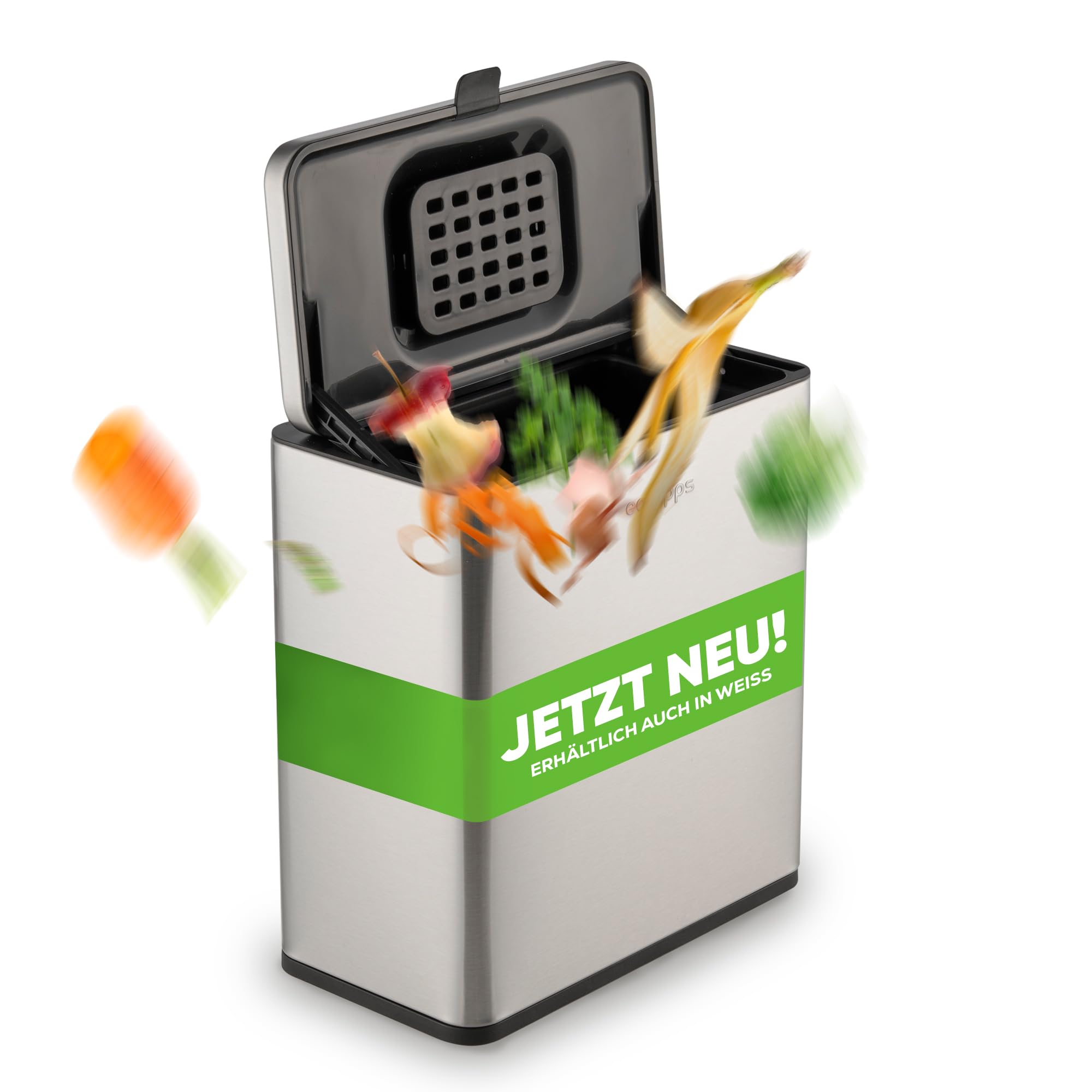 Bio Mülleimer 6L | Komposteimer Küche für Bio Müll & Co | Mülleimer mit Geruchsfilter | Komposter für Abfall & Recycling | Biomülleimer Küche klein (Silber 6l)