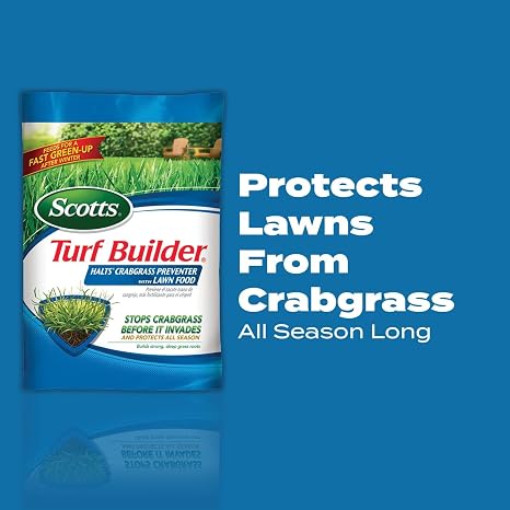Scotts Turf Builder Halts Crabgrass Preventer with Lawn Food, 5,000 sq. ft. | Pre-Emergent Weed Killer, Lawn Fertilizer, Covers 5,000 sq. ft.
