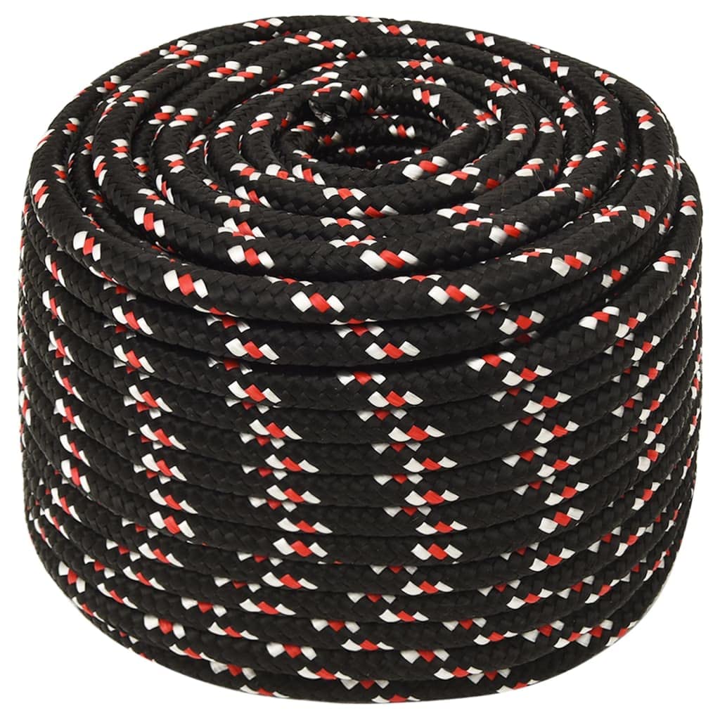 vidaXL Boat Rope Anchor Line Braided Cord UV Resistant Ship Marine Yacht Coil Rope Abrasion Resistant Black 14 mm 25 m Polypropylene — image 1