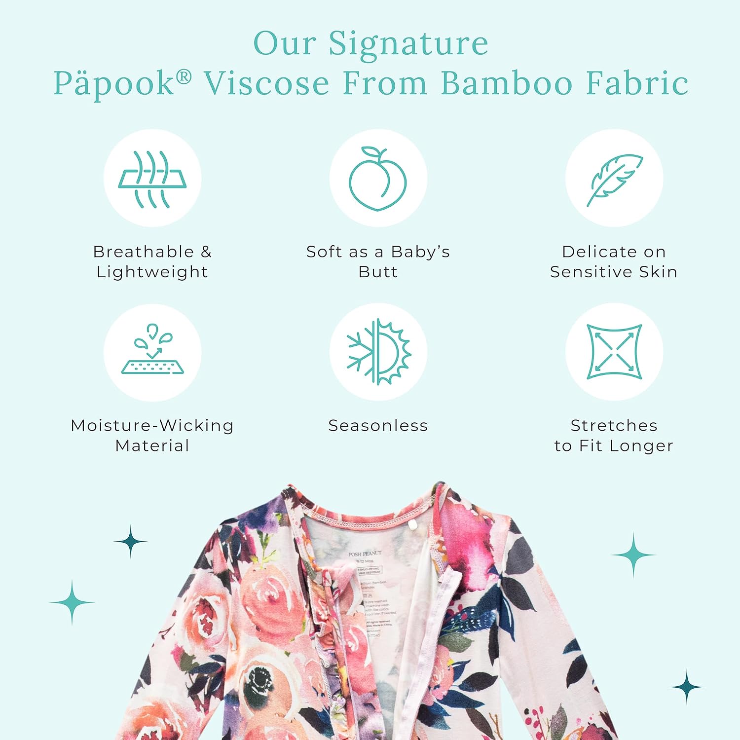 Posh Peanut Footie Pajamas for Baby Girls – Sleepers in Ultra-Soft Viscose from Bamboo with 2-Way Zipper & Ruffle Trim