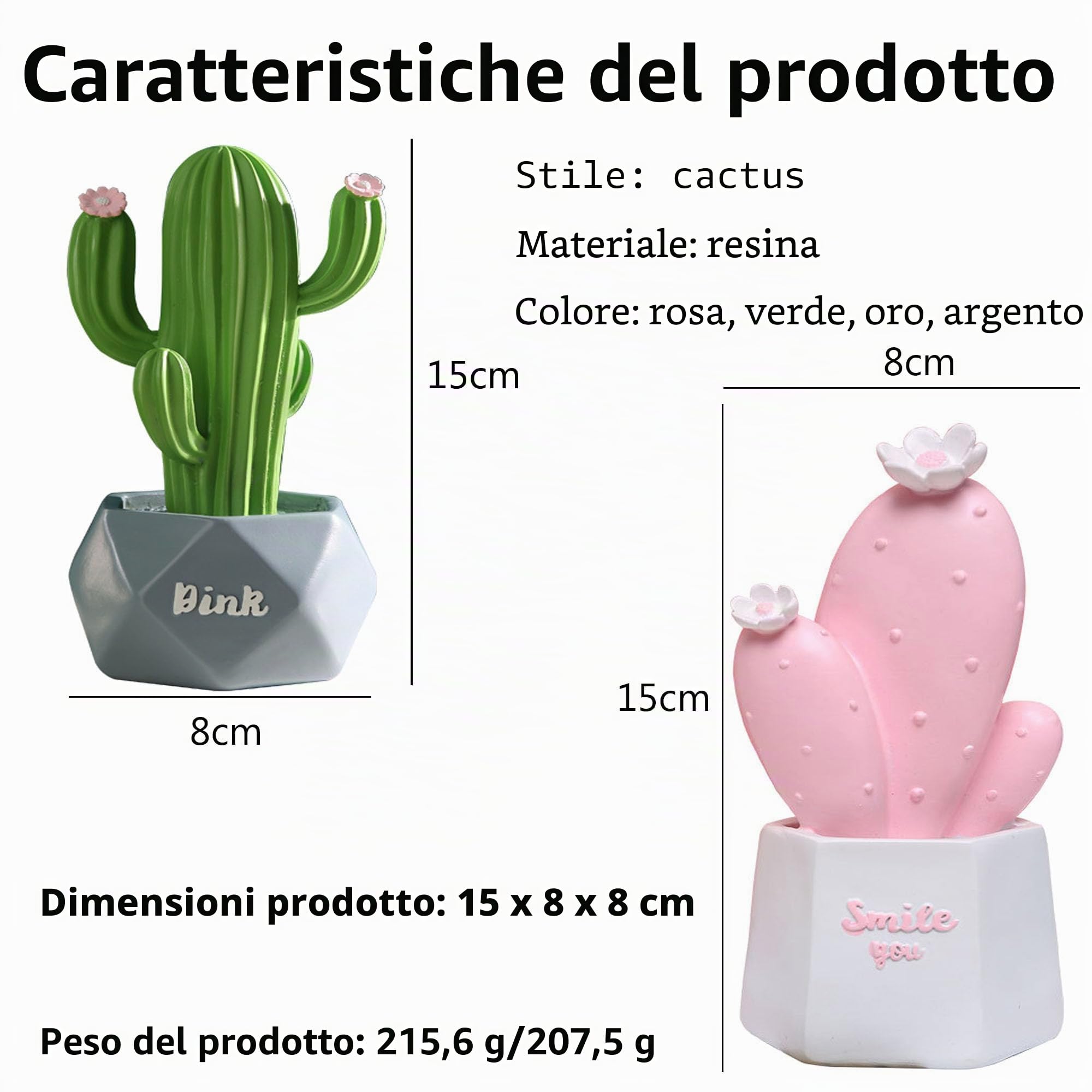 Statua Figurine, Piante Resina Ornamenti Statua, Moderni Soprammobili Scultura Statua Ornamenti, Accessori Casa Arredamento, Cactus Statuette Design Casa, Decorazioni Casa Moderna (verde)