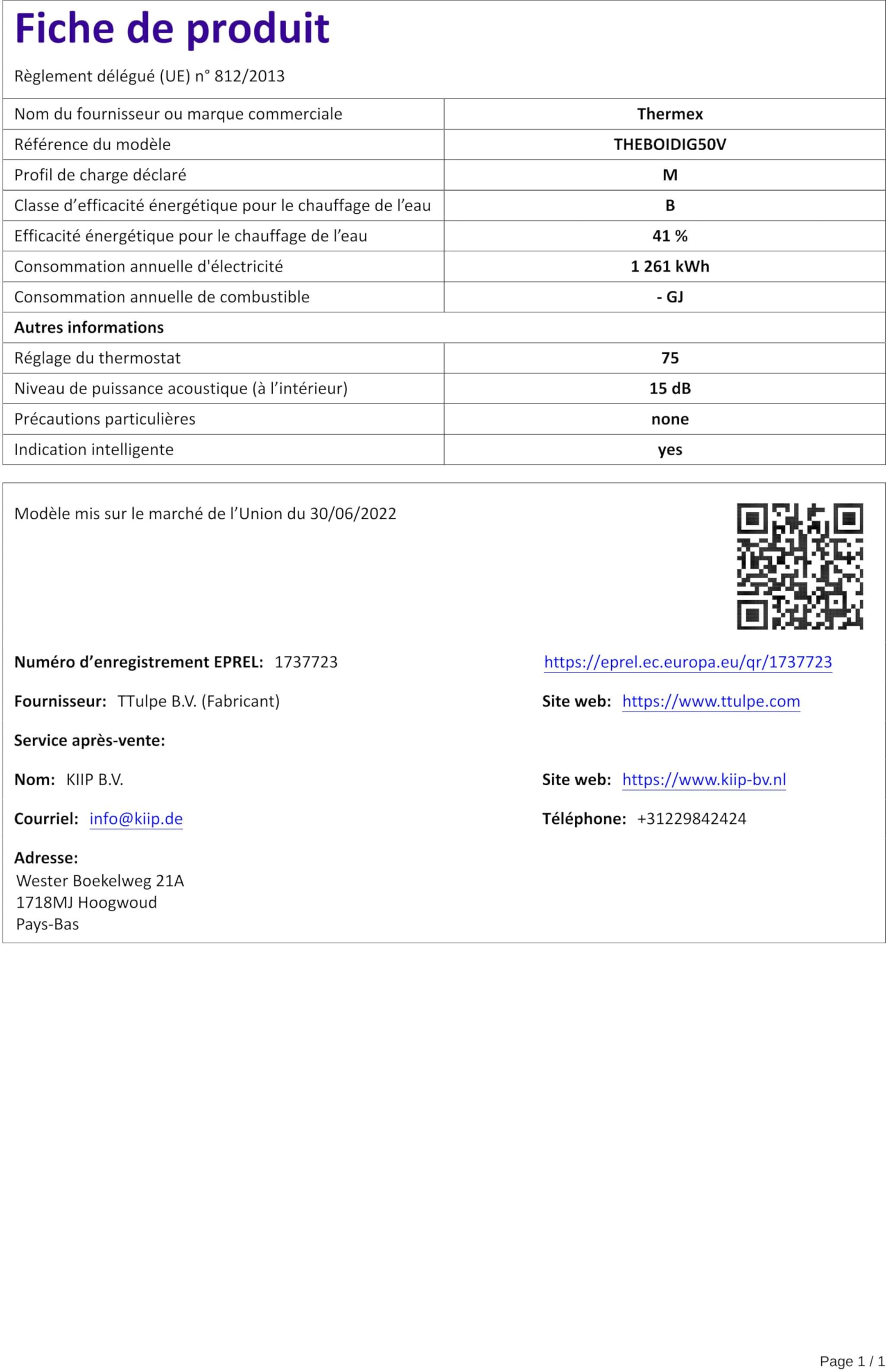 Thermex Digital Warmwasserspeicher, senkrecht WiFi (50 Liter)