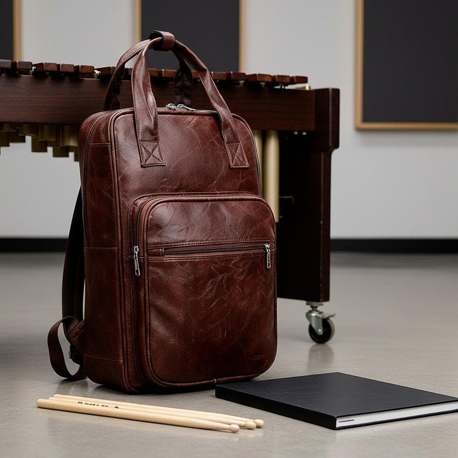 TISHITA Borsa Porta Bacchette, Custodia per Bacchette, Organizer per Bacchette in PU con Ampia Capacità E Tasca Frontale, Resistente All'acqua Graffi, Marrone