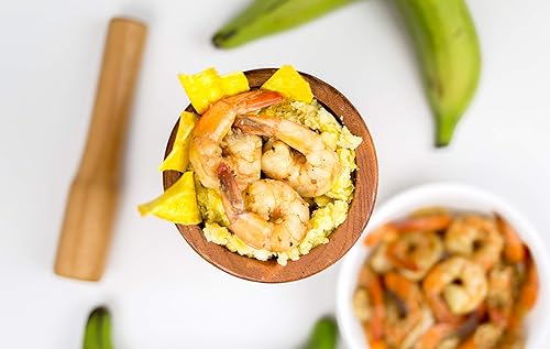 Miniatura 4 de Bene Casa - Mortero y mortero de madera natural (5" x 3.5" - 8 oz de capacidad) - Molinillo para especias, condimentos, pastas, pesto y guacamole