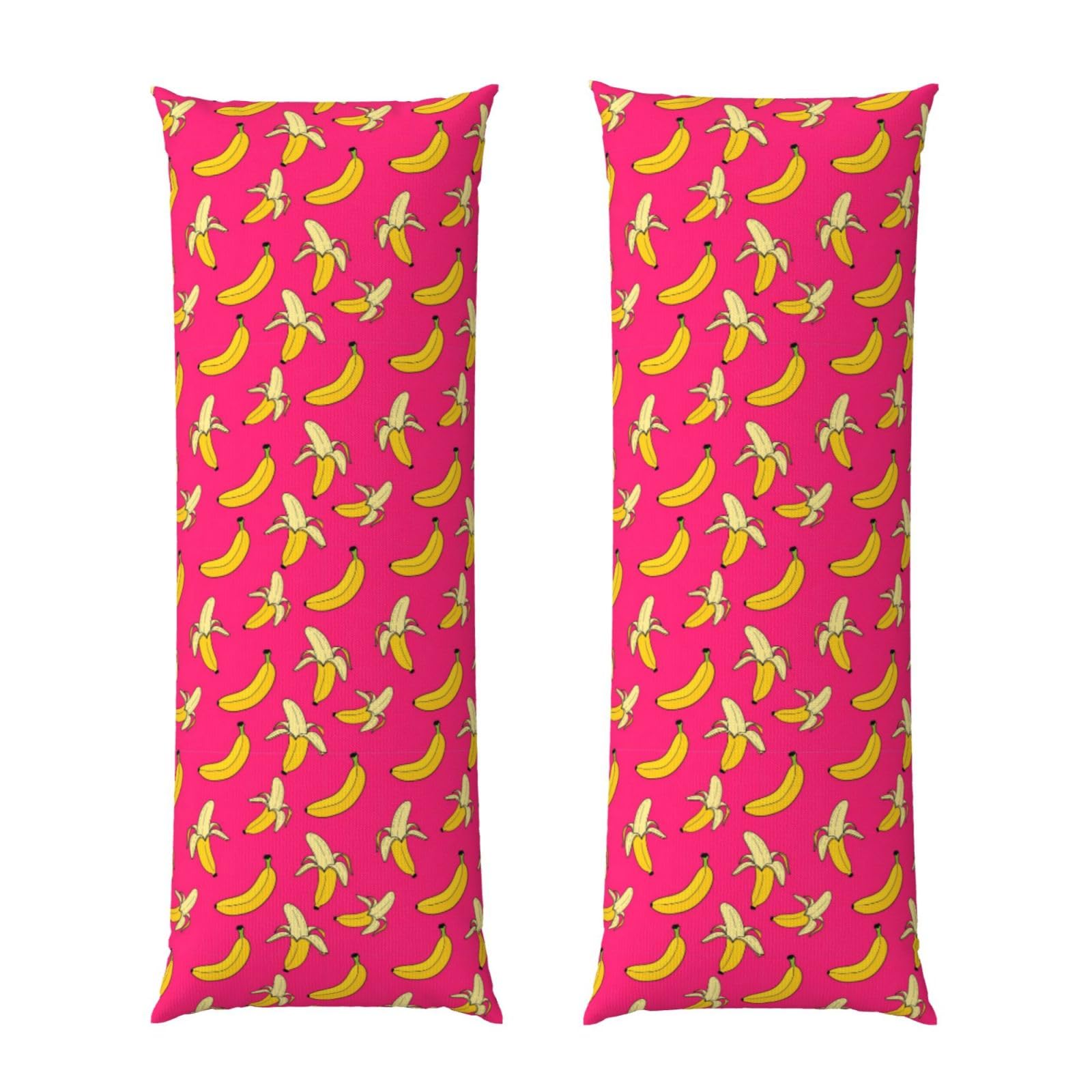 Long Pillowcase 20x54, Hawaiian Banana Pink, Soft Velvet Pillow Cover with Hidden Zipper, Plush Cushion Protector for Bedroom Sofa Couch Sleeping