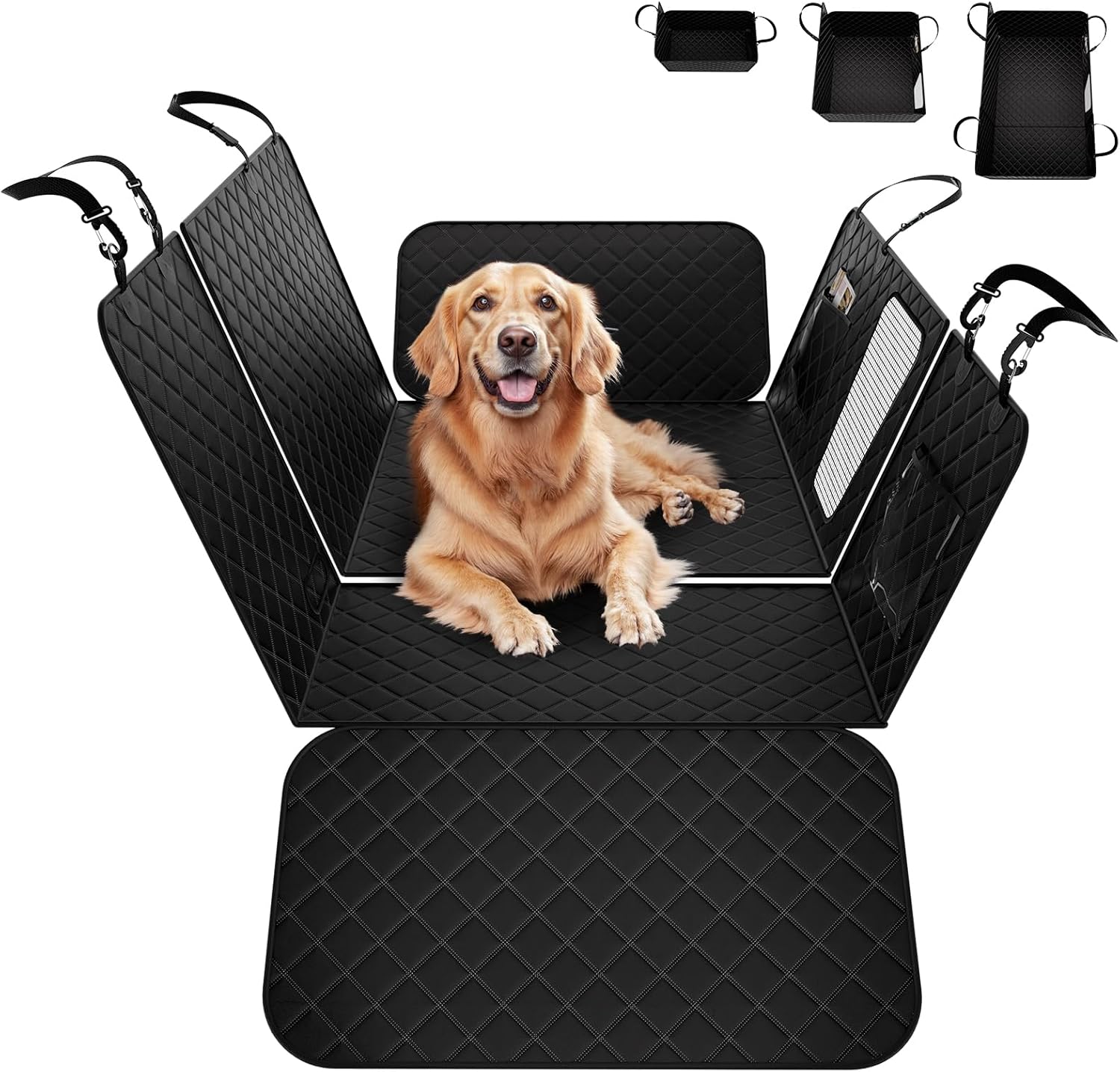 Gardner Pet Dog Car Seat Cover for Back Seat with Hard Bottom Holds 400lbs, 6-in-1 Back Seat Pet Extender for Dogs with Waterproof & Anti-Scratch & Machine Washable Material, Dog Hammock for car, L L For Car / Mid-Size SUV / Small Trunk