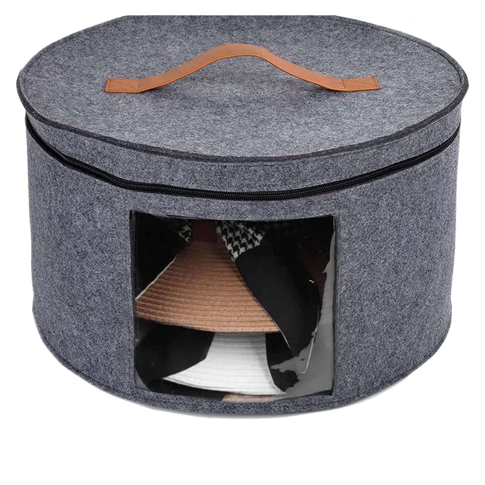 Hut-Aufbewahrungsbox, Reise-Hutbox, großer runder Hutträger-Etui-Organizer oder Damen-Cowboyhut-Organizer, Faltbare Reise-Kappenboxen für Schlafzimmer, Umzug(Gray,L 43x26)