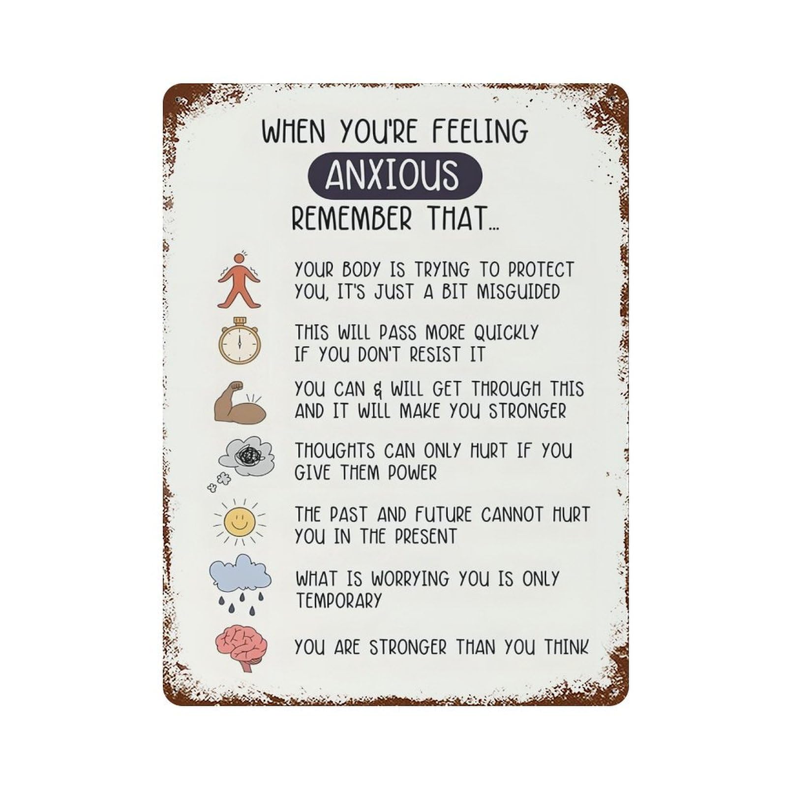 xiaoxiaoshen When You're Feeling Anxious Sticker Wall Decor Art Metal Tin Poster Modern Home Decor Art Home Bar Shop Decorations Vintage Sign 40x30cm