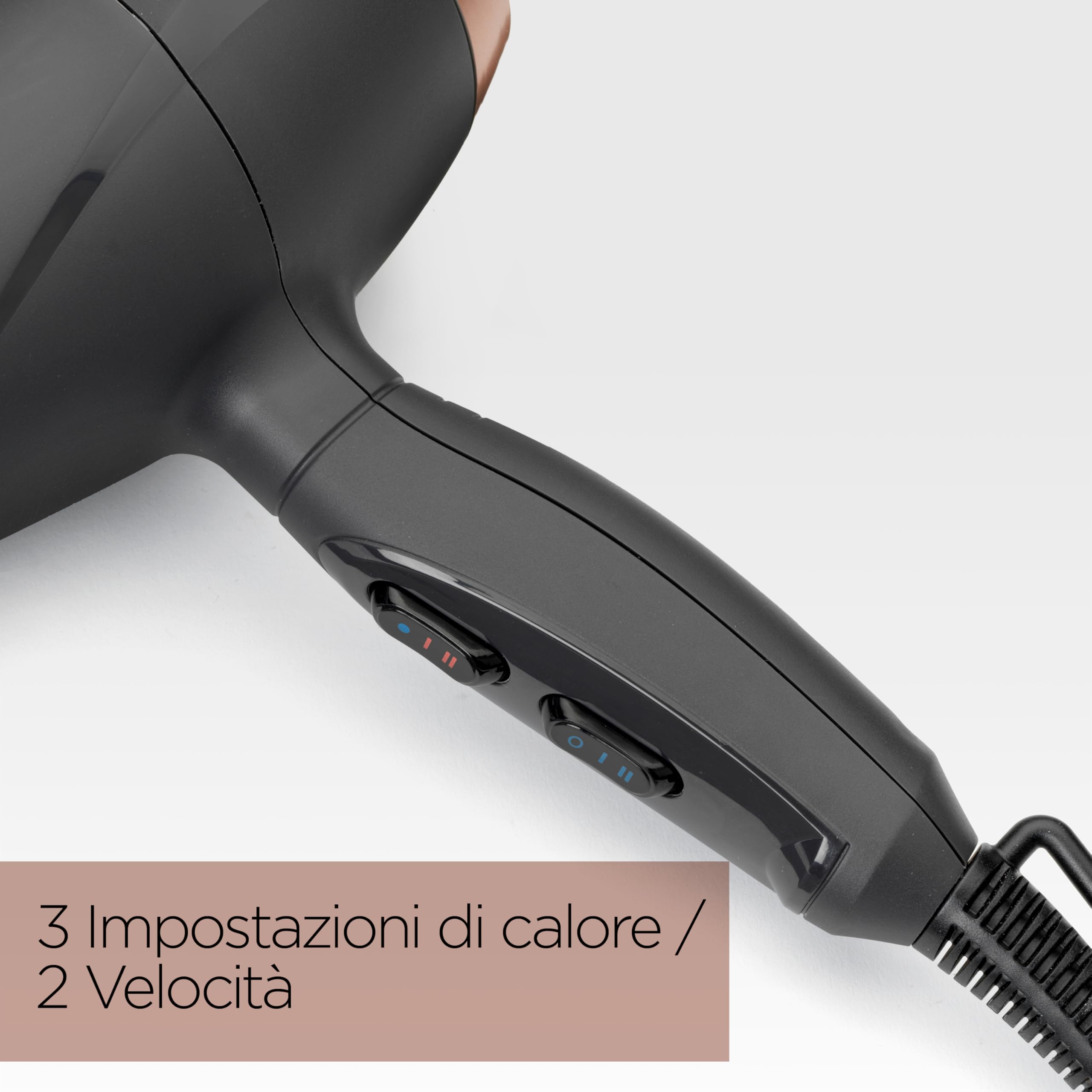 BaByliss Asciugacapelli MADE IN ITALY Smooth Pro, Motore AC Phon Capelli Professionale,2200W, diffusore e concentartore, funzione anti-crespo,2 velocità - 3 temperature, tasto aria fredda, nero,6709DE