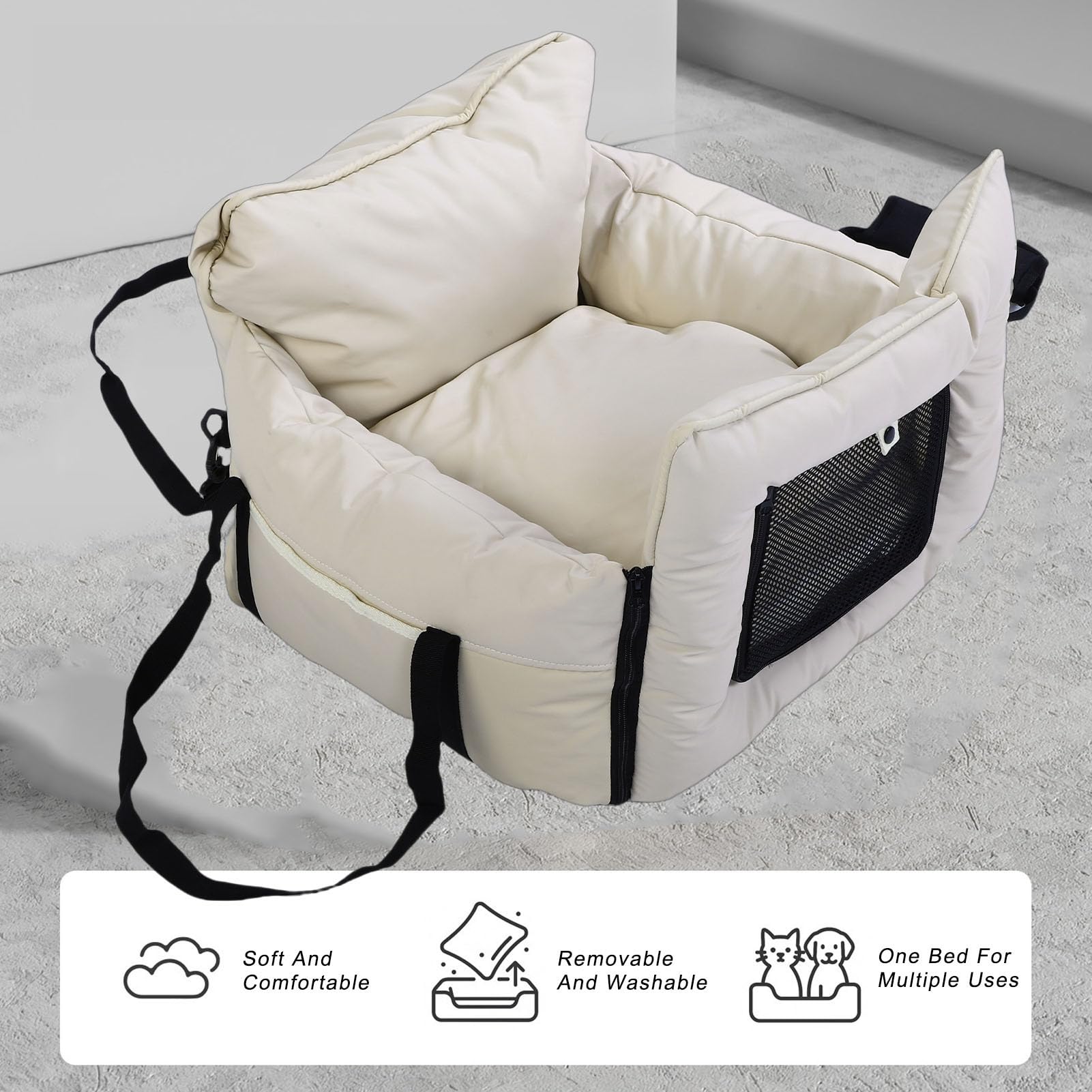 Hunde-Autositz, Abnehmbarer, Kratzfester Stoff, Robuster Reiseträger für Haustiere, Tragbar, Leichtes Design, 1 Einheit