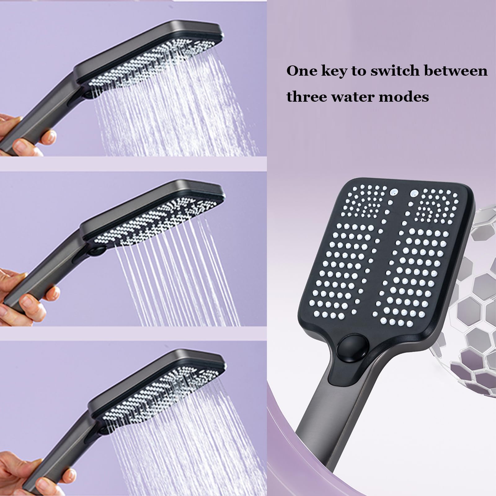 Set di rubinetti con Display Digitale per Sistema Doccia Grigio, Montaggio a Parete con beccuccio per Vasca, soffione a Pioggia, doccetta, Bidet