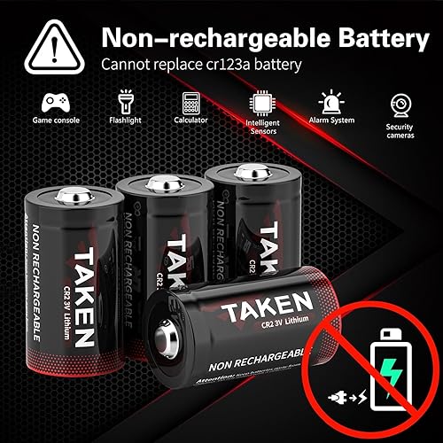 Miniatura 4 de Taken Batería CR2 de litio de 3 V (paquete de 24), batería CR2 de 3 V de litio de alta potencia, 10 años de vida útil para buscador de rango,