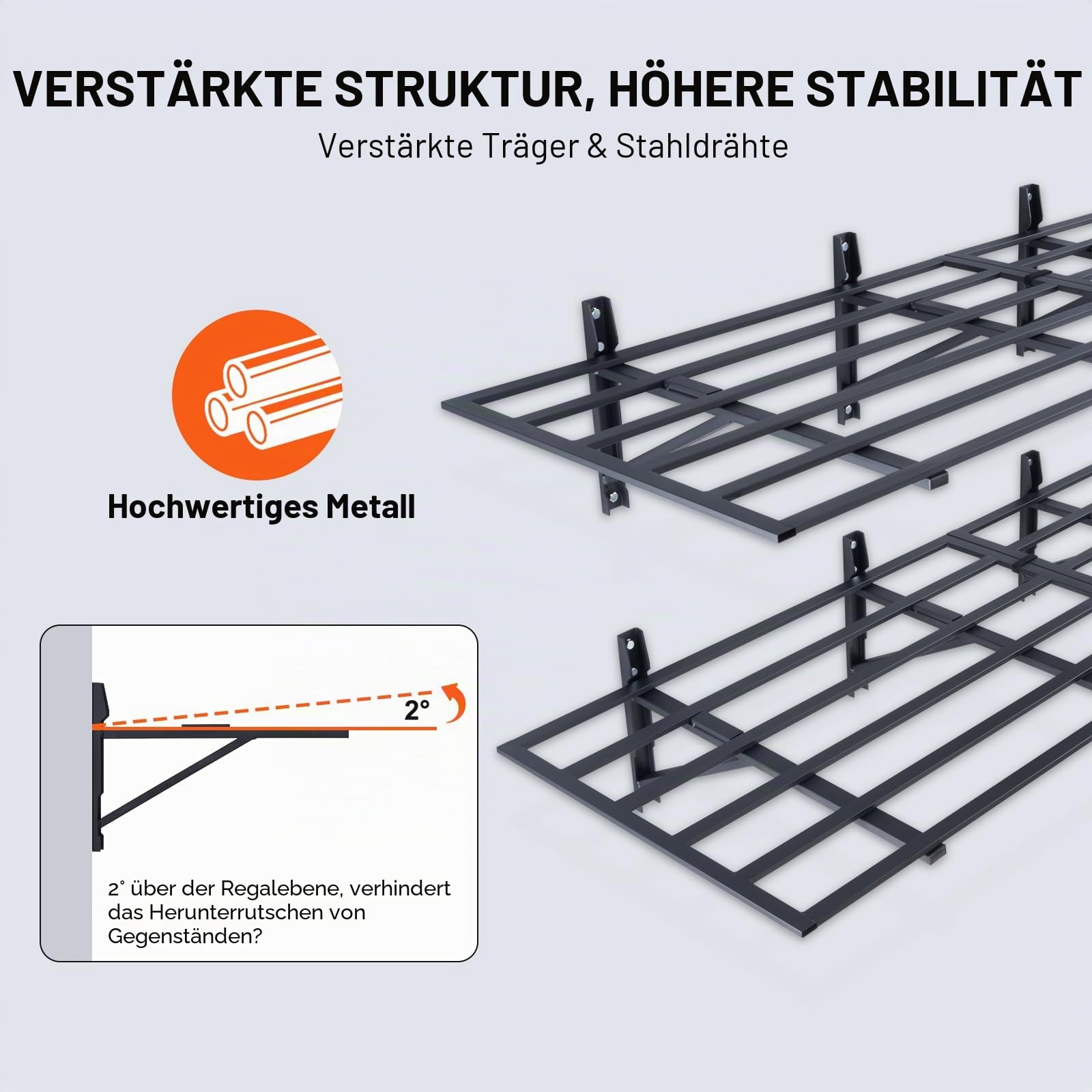 VEVOR 2er-Set Garagenregal 1830 x 630 x 305 mm Werkzeugaufbewahrung 363 kg pro Schicht Werkzeughalter Wand 183 x 61 cm Regalfläche Aufbewahrungsregale Metallregal Werkzeug Organizer Wandregale