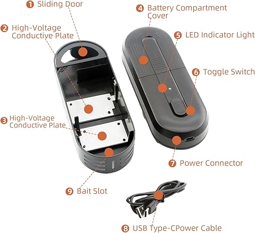 Miniatura 5 de Trampas eléctricas mejoradas para ratones, Trampa eléctrica para ratones sin contacto, Trampa eléctrica para ratones de alto voltaje para