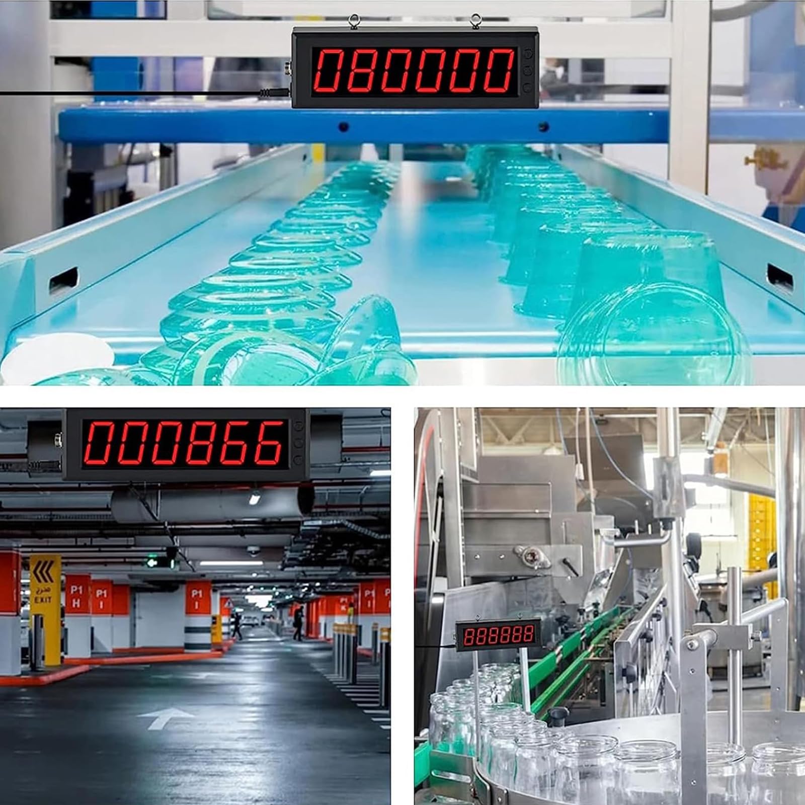 Contatore Digitale, Display a 5 cifre con sonda, Conta Fino a 99999, Distanza del sensore 70 cm, Funzione di Memoria allo spegnimento per fabbriche e officine.,
