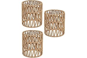 Natural Rattan Boho Woven Light Shade Cover, Set of 3