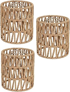 3 Pack Rattan Lamp Shade Small Boho Shades Replacement - Pendant Sconce Shade Ceiling Fan Light Covers Cylinder Woven Lampshade for Pendant Light Floor Lamps Chandelier Wall Sconces Light Fixture