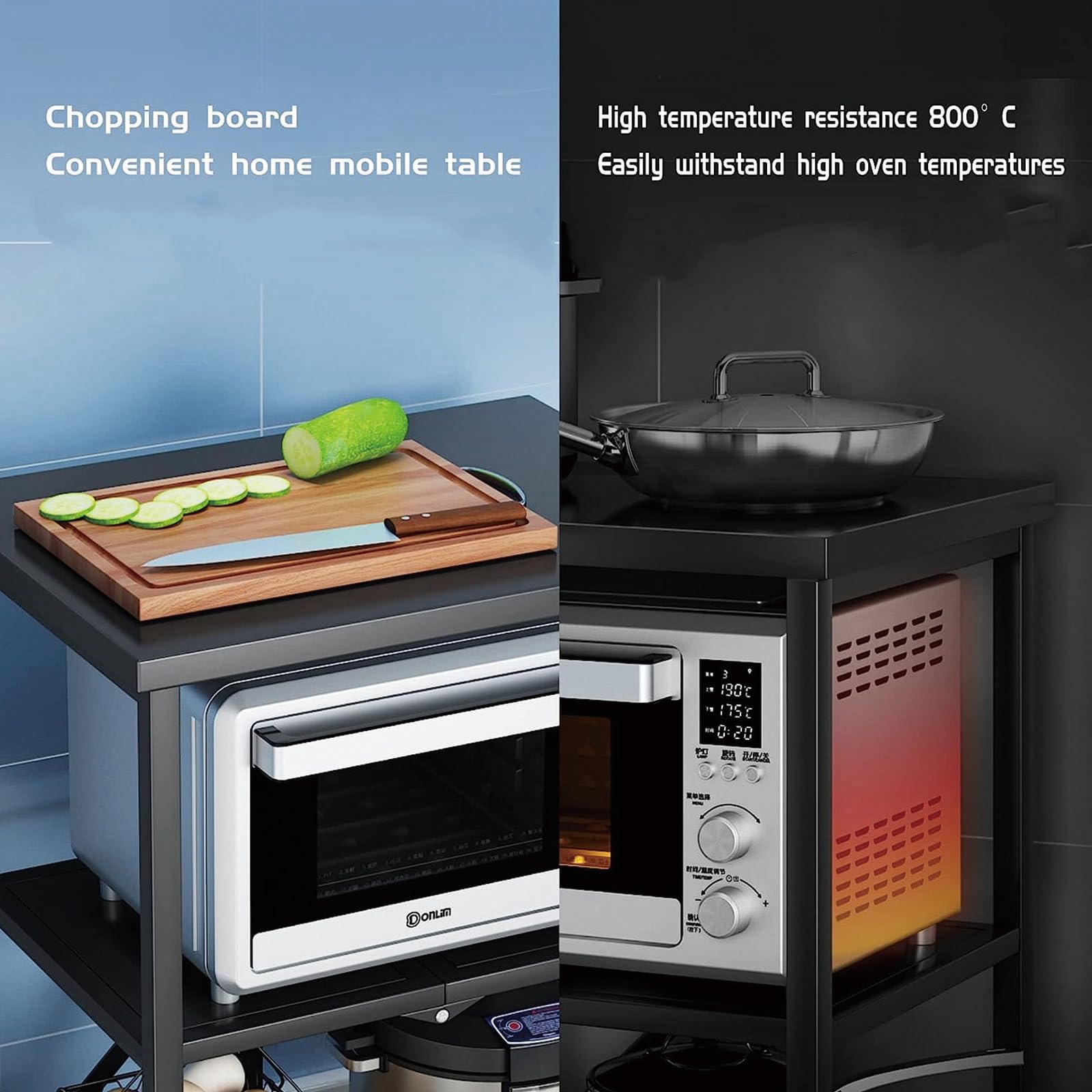 Carro De Acero Inoxidable con 3 Estantes, Carro De Cocina con Ruedas De Freno, Estante Plegable Y Rodante para Catering, Carro De Transporte para Cocina De Restaurante