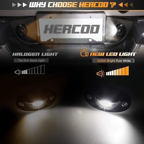 Miniatura 3 de HERCOO Luz LED para placa de matrícula, luz trasera, arnés de cableado de zócalo de la lámpara trasera, carcasa negra compatible con Dodge Ram 1994