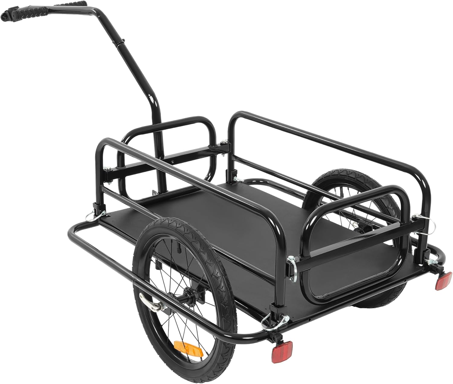 Kojem Foldable Bike Cargo Trailer, Heavy-Duty Storage Bicycle Trailer 110LBS Load Capacity, 16IN Wheel Bike Wagon Cart, with Universal Hitch and Foldable Frame, Fit for Pet, Shopping, Park Picnics