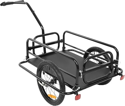 Kojem Foldable Bike Cargo Trailer, Heavy-Duty Storage Bicycle Trailer 110LBS Load Capacity, 16IN Wheel Bike Wagon Cart, with Universal Hitch and Foldable Frame, Fit for Pet, Shopping, Park Picnics