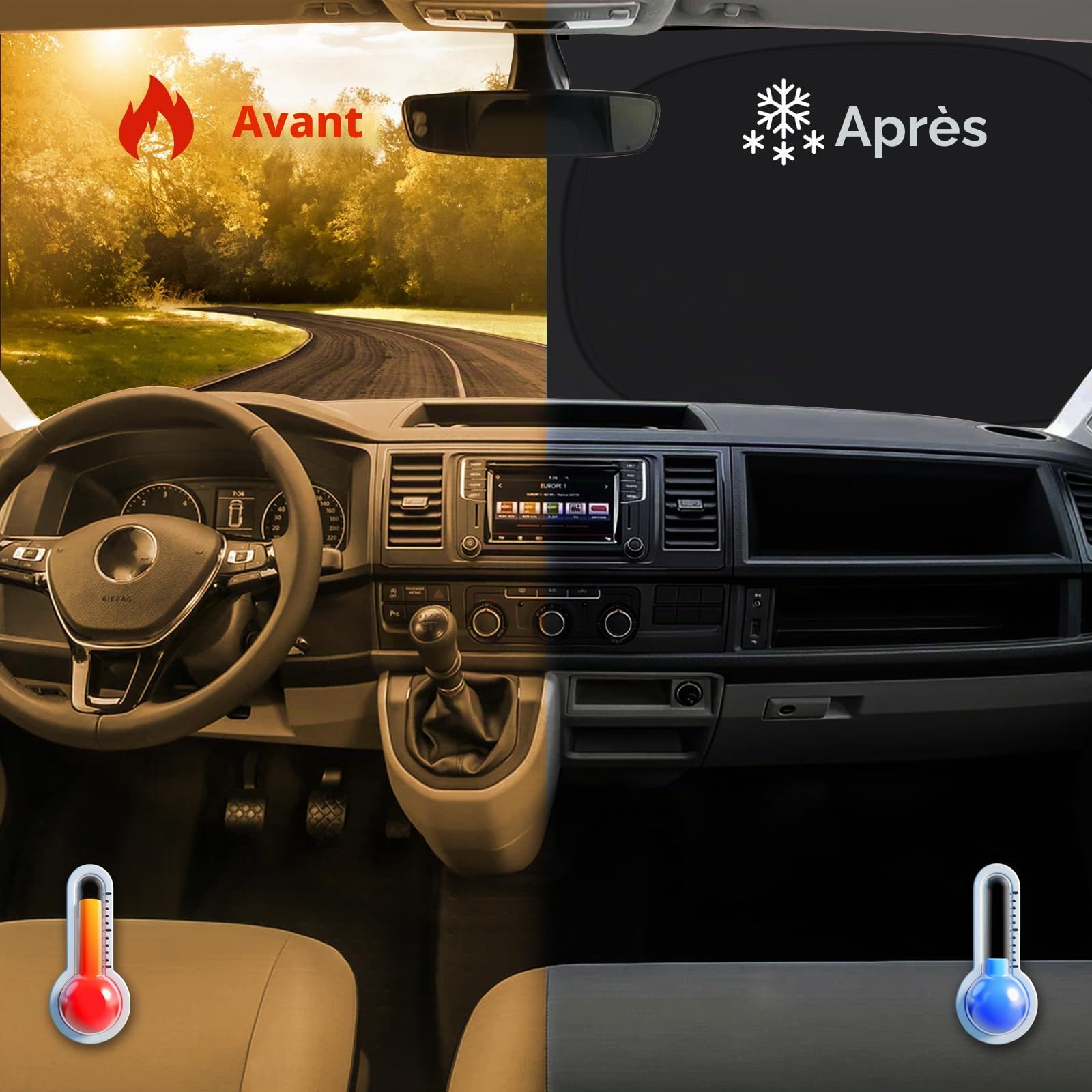 ZATOOTO Pare-Soleil pour VW T5 T6, pour Pare-Brise et Vitres Latérales