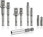 NEIKO 20753A Keyless Drill Chuck for Impact Driver, Chuck Conversion Adapter, 1/4” Hex Shank, Convert Cordless Screwdrivers into Power Drills in Seconds, for Round-Shank Drill Bits, No Keys Needed