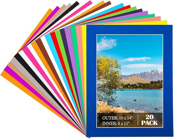 Amazon.com: 20 Pack Mixed Color Picture Mats, 11 x 14 Pre-Cut Acid Free ...