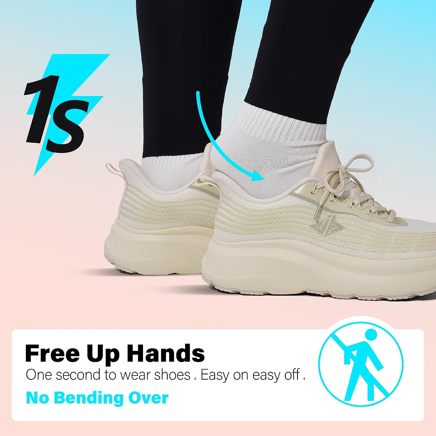 JACKSHIBO Wide Toe Women's Road Running Shoes Slip in Hands up Free Arch Support Athletic Walking Tennis Fashion Sneaker with Memory Foam Zero Drop Sole