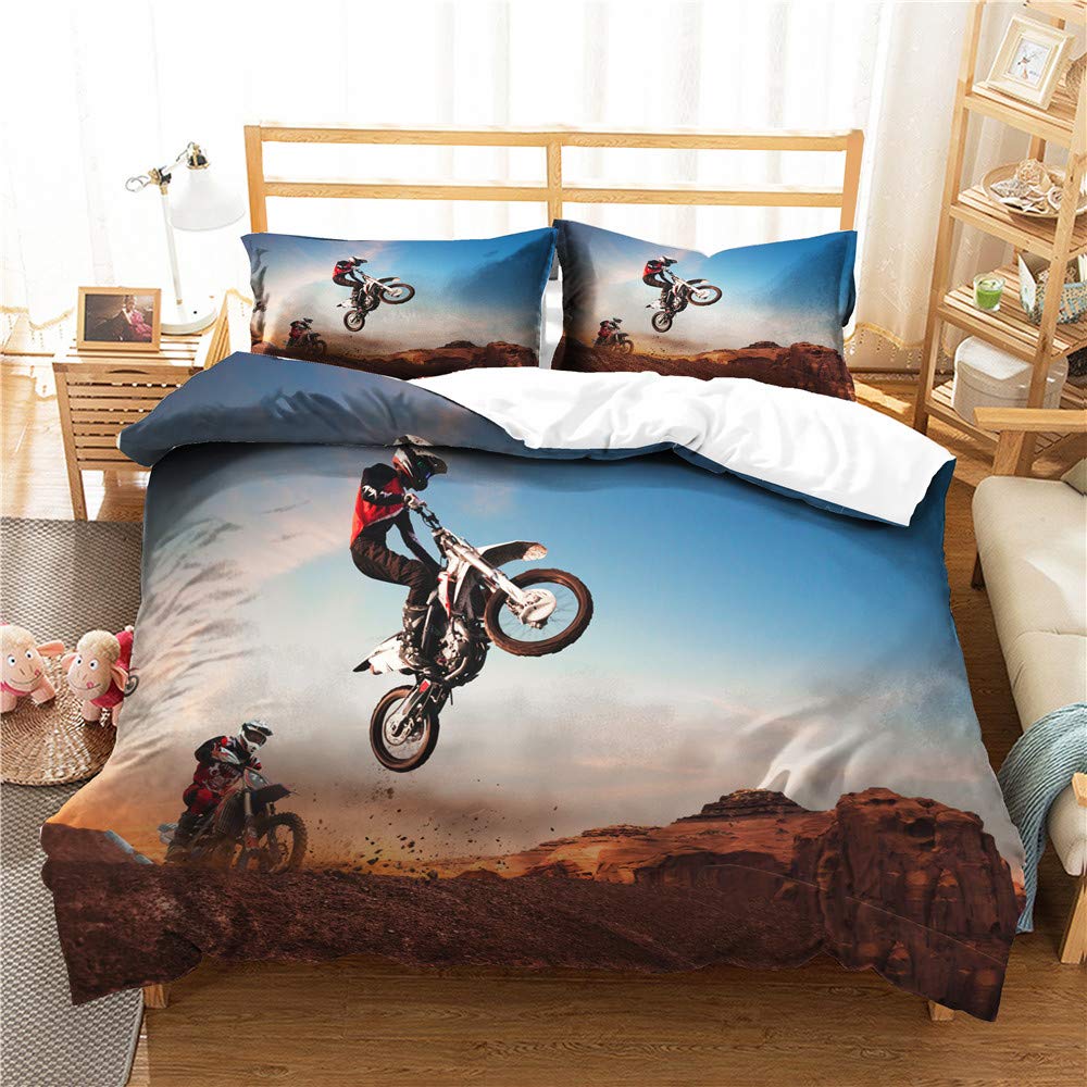 Parure de lit moto 4 pièces avec housse de couette 220x240 cm et drap