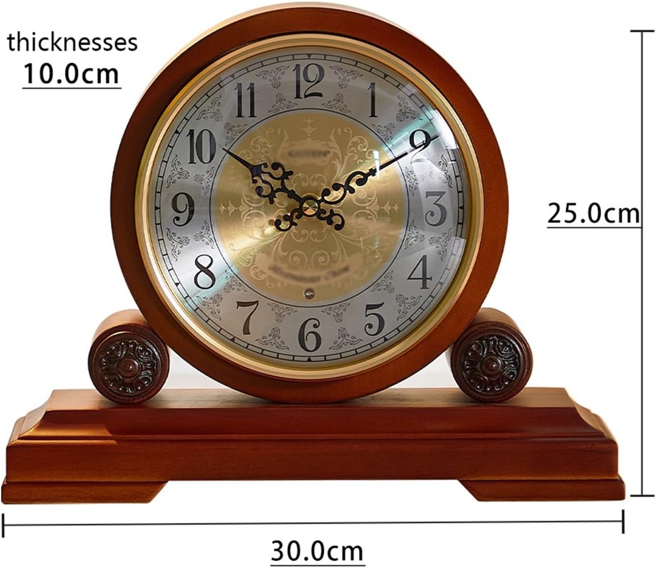 置き時計 木製 置き時計 リビングルーム 家庭用 中国 レトロ デスククロック ホールポイント 音楽 チャイム デスクトップ クロッ