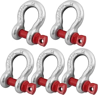 5-Pack 5/16" Galvanized D-Ring Anchor Shackles - 1650lbs Screw Pin Clevis for Towing Jeeps, ATVs, Trucks, Trailers & Camping