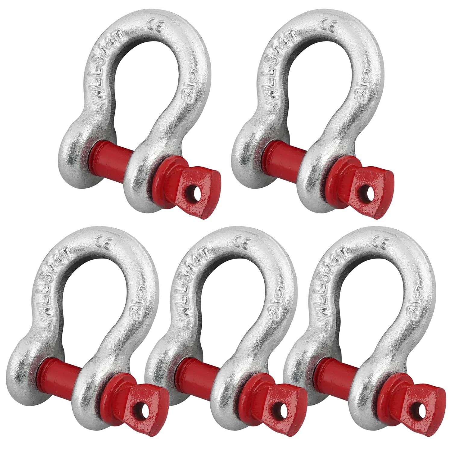 5-Pack 5/16" Galvanized D-Ring Anchor Shackles - 1650lbs Screw Pin Clevis for Towing Jeeps, ATVs, Trucks, Trailers & Camping
