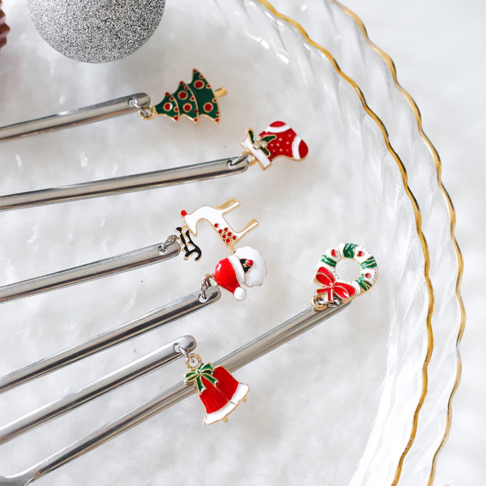 Fantasyon Set di 12 cucchiai natalizi in acciaio inox, creativi, alla moda, per caffè, tè, dessert, bevande, per riempire calze di Natale, feste e cucina