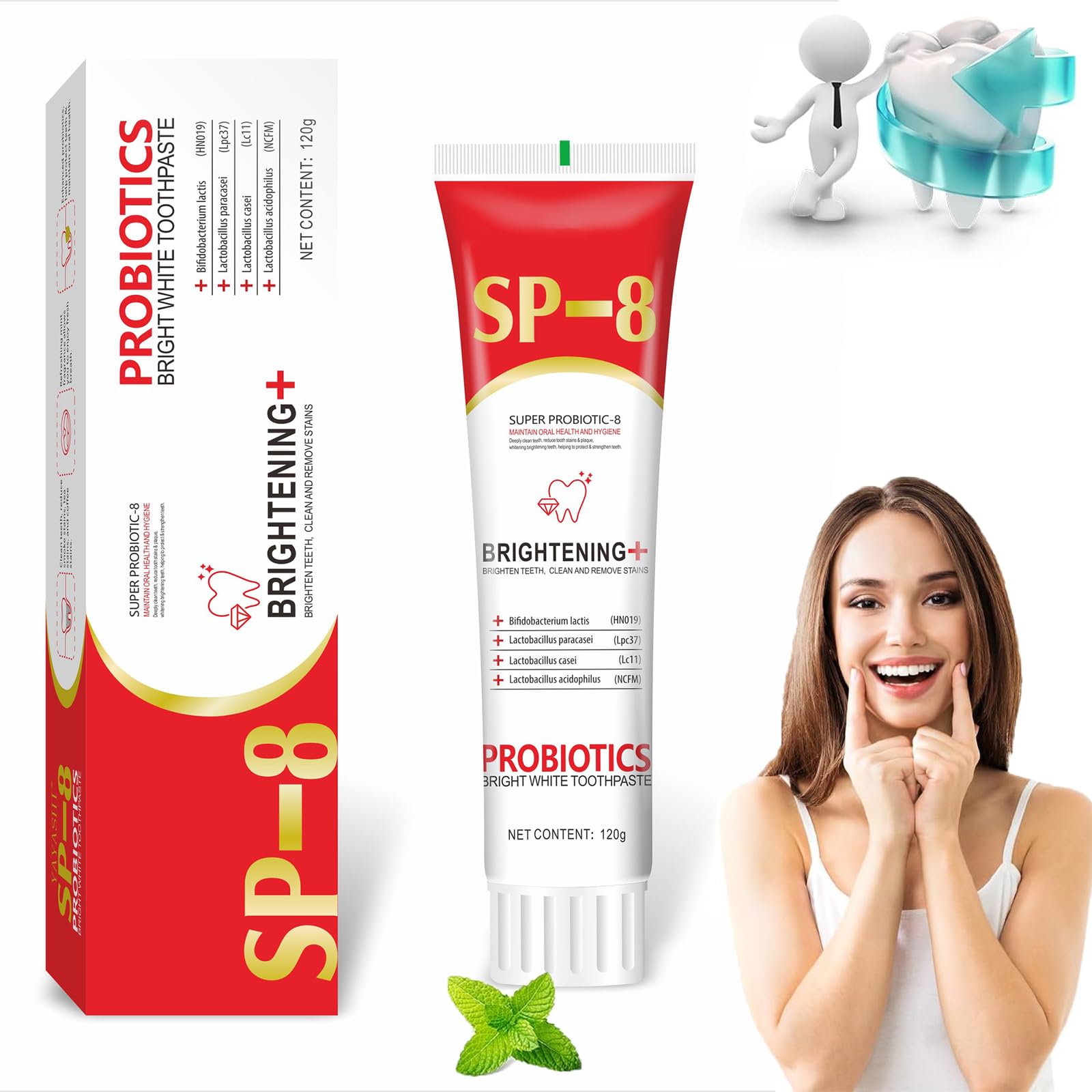 SP-8 Probiotic Toothpaste Ultra Whitening, Fresh Breath (1PC)
