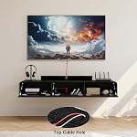 Floating TV Stand, 63in Modern Wall-Mounted Entertainment Center with 3 Flip-Down Cabinet Doors, Minimalist TV Console for Living Room Bedroom Media Room, Black